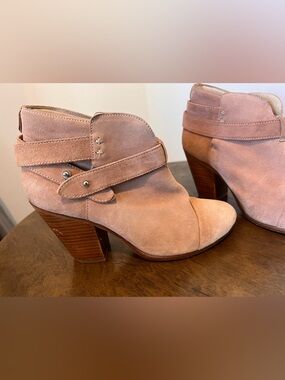 rag & bone Blush Suede Strap Ankle Boots Booties 7.5